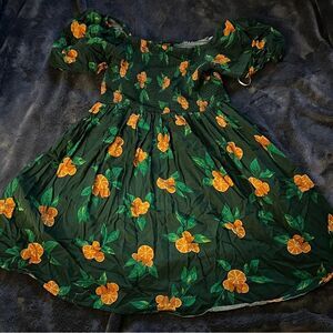 Disney Green Dress with Orange Floral Print